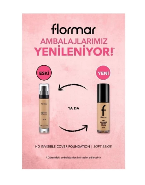 Flormar Invisible Cover HD Foundation 080 Soft Beige - Resim 3