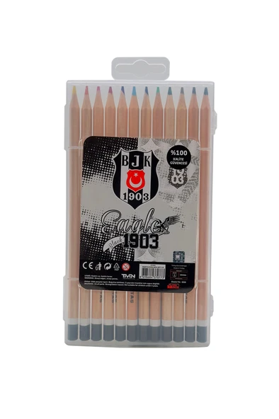 Beşiktaş Orijinal Lisanslı Kurşun Boya Kalem Seti 12'li ürün görseli 1