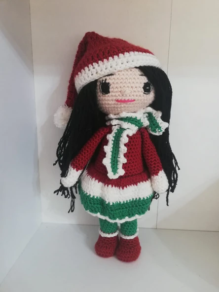 Noel Kız Bebek Amigurumi Organik Oyuncak ürün görseli 1