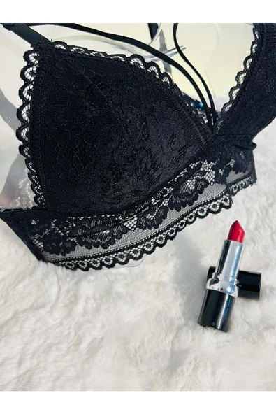 Siyah Bralet Sütyen Dantel İşlemeli - Resim 4
