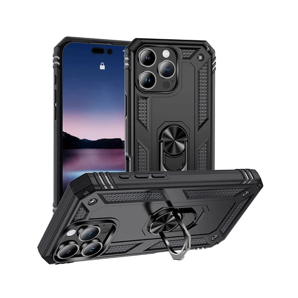 iPhone 16 Pro Kılıf Vega Tank Sert Yüzüklü Standlı Zırh Koruma Kapak ürün görseli 1