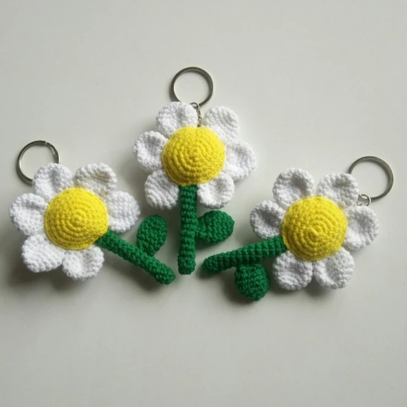 Maskot Papatya Amigurumi Organik Anahtarlık Oyuncak ürün görseli 1
