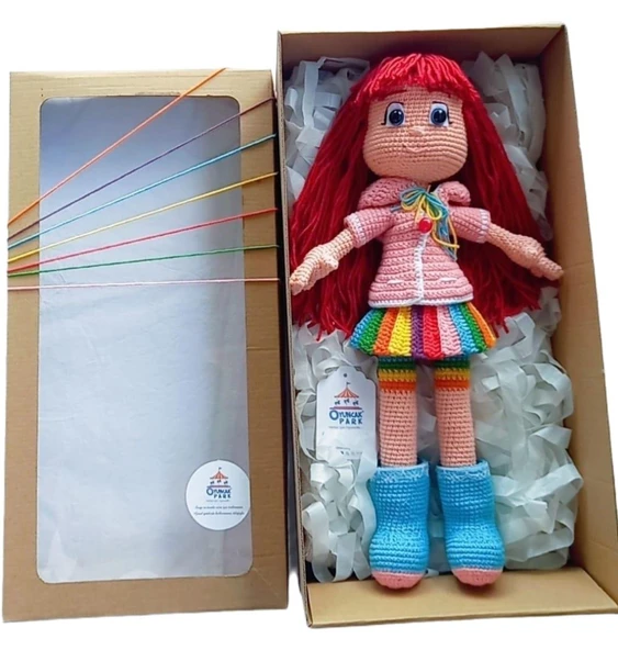 Gökkuşağı Ruby Bebek Amigurumi Organik Oyuncak Hediye Seti ürün görseli 1