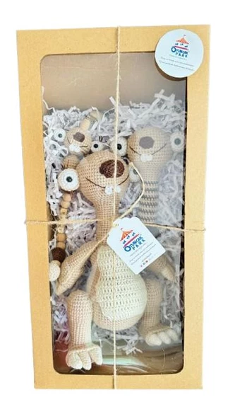 Buz Devri Sid Amigurumi Organik Oyuncak Yeni Doğan Hediye Seti - Resim 2