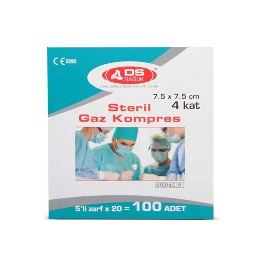 D S  Steril Gaz Kompres 7.5 Cm x 7.5 Cm 4 Kat 100'lü ürün görseli 1