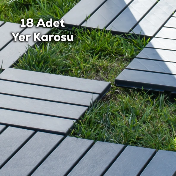 Porsima 1066 Bahçe Balkon Teras Zemin Paspası Banyo Paspası 18li Dış Mekan Karosu Antrasit ürün görseli 1