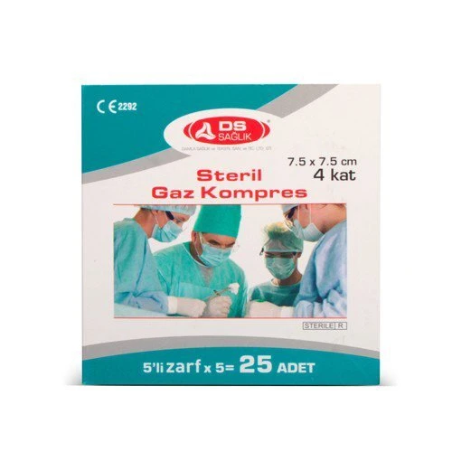 D S  Steril Gaz Kompres 7.5 Cm x 7.5 Cm 4 Kat  25'li ürün görseli 1