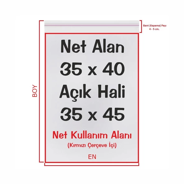35 cm x 45 cm. Şeffaf Bantlı Jelatin - Yapışkanlı Poşet - 25 Adet ürün görseli 1