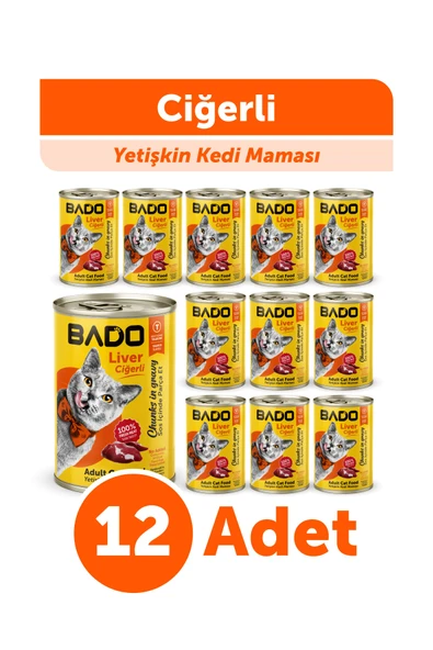 Bado Yetişkin Yaş Kedi Maması Ciğerli 400GR 12Li ürün görseli 1