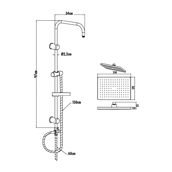 Creavit SH630 Krom Duş Seti - Resim 6
