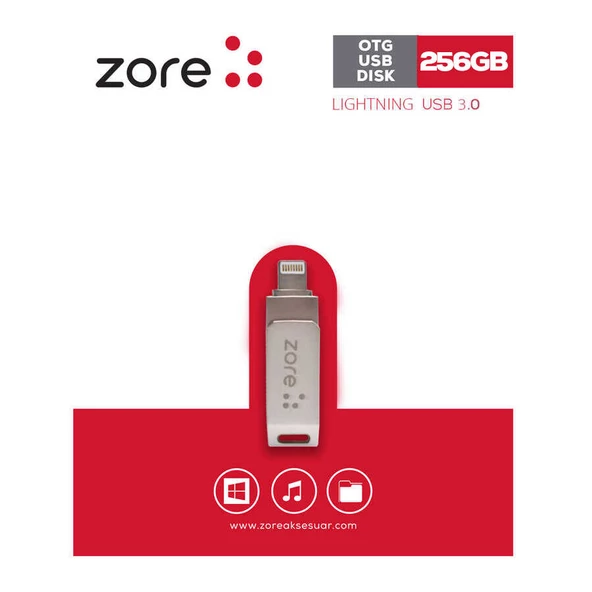 Zore 3.0 Lightning Metal OTG 256 GB ürün görseli 1