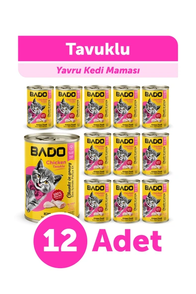 Bado Yavru Kedi Yaş Maması Tavuk Etli 400GR 12Li ürün görseli 1