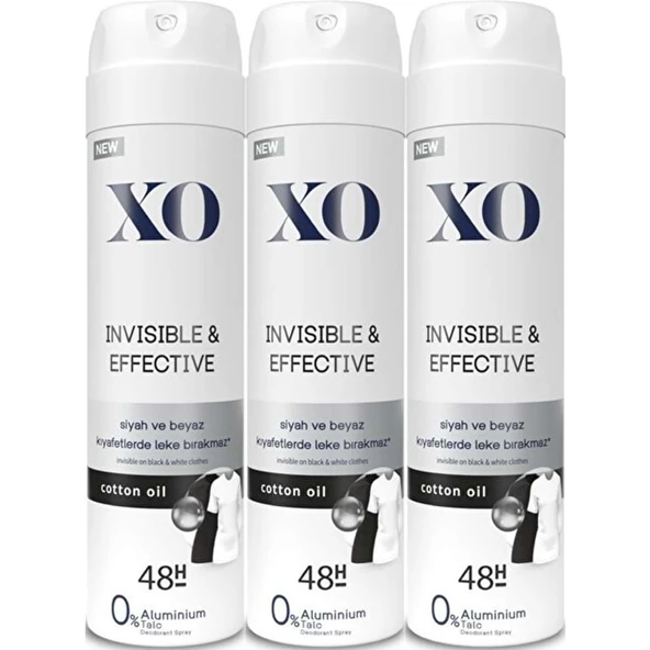 XO Deodorant 150ML Women-Kadın Invisible & Effective (3 Lü Set) ürün görseli 1