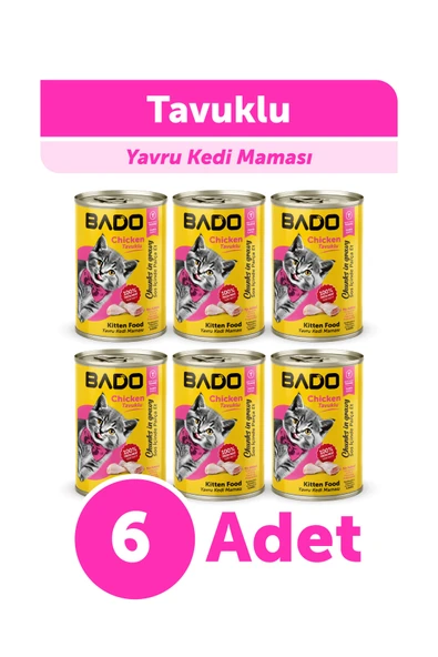 Bado Yavru Kedi Yaş Maması Tavuk Etli 400GR 6Lı ürün görseli 1