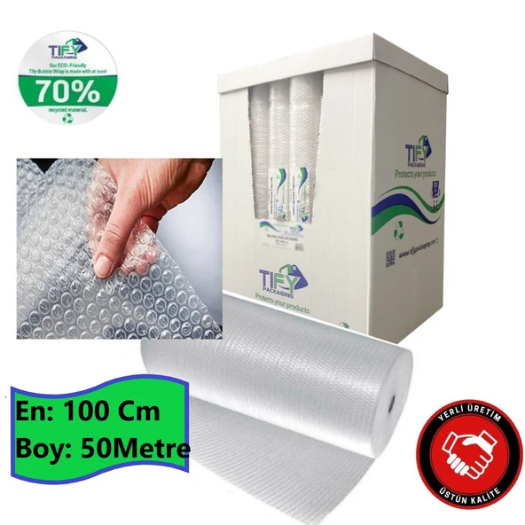 Balonlu Naylon 100Cm X 50Mt (En: 100 cm, Boy: 50mt.) Üç Katlı Eşya Koruma Ambalajı, Pat Pat ürün görseli 1