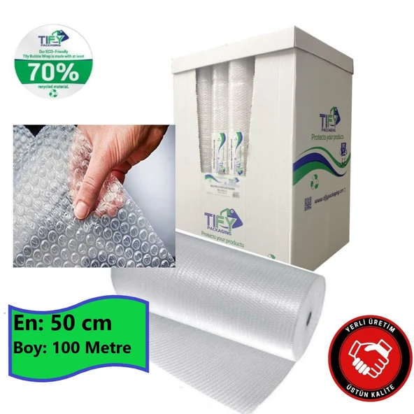 Balonlu Naylon 50Cm X 100Mt (En: 50 cm, Boy: 100mt.) Üç Katlı Eşya Koruma Ambalajı, Pat Pat ürün görseli 1