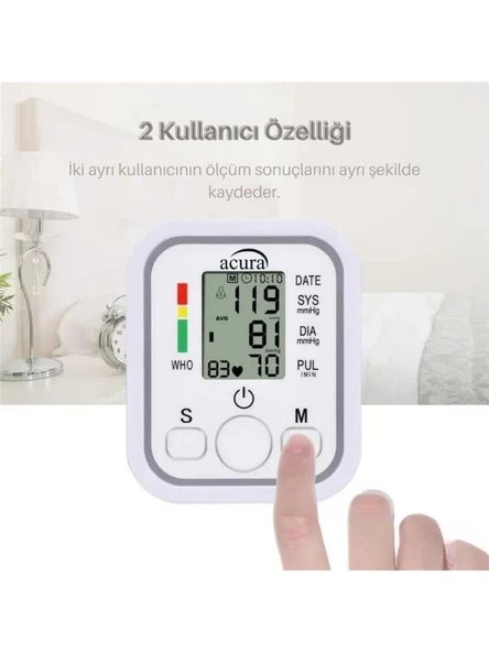Acura AC-463K Türkçe Konuşan Çift Kullanıcı Özellikli Koldan Tansiyon Aleti ürün görseli 1
