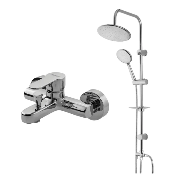 Newarc Domino Krom Banyo Bataryası ve Duş Ünitesi 2'li Set 971511-440615 ürün görseli 1