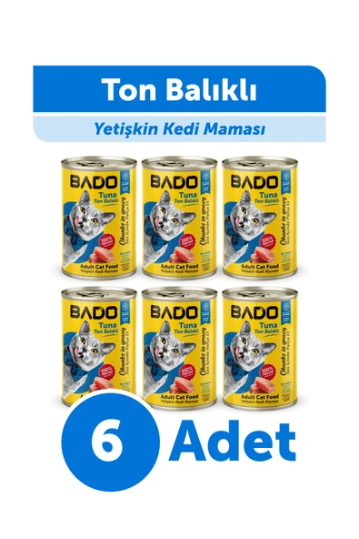 Bado Yetişkin Yaş Kedi Maması Ton Balıklı 400GR 6Lı ürün görseli 1
