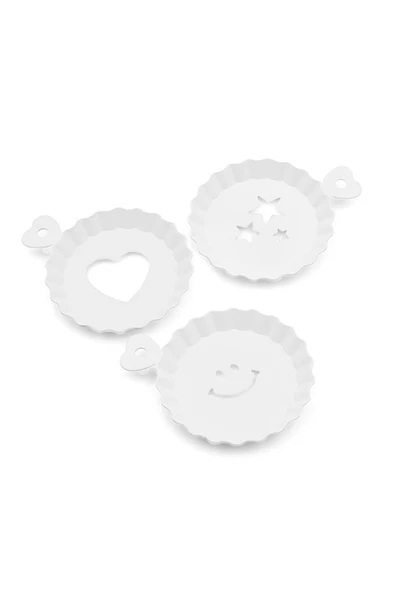 3lü Plastik Tatlı Kahve Pasta Süsleme Tabağı Kalıbı Şablonu Beyaz ürün görseli 1