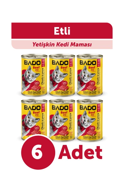Bado Yetişkin Yaş Kedi Maması Etli 400GR 6Lı ürün görseli 1