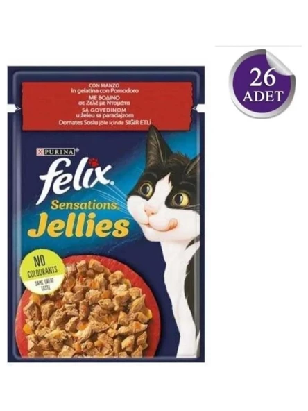 Felix Sensation Sığır & Domatesli Kedi Yaş Mama 85 Gr*26 Adet ürün görseli 1