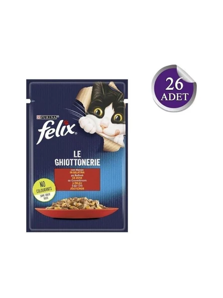 Felix Taze Sığır Etli Jöleli Pouch Yetişkin Kedi Konservesi 85 Gr*26 Adet ürün görseli 1