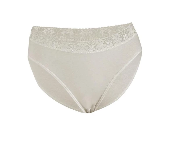12 Adet Yıldız Bayan Likralı Beli Dantelli Bikini Külot Ekru 3523 ürün görseli 1