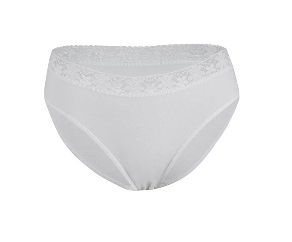 12 Adet Yıldız Bayan Likralı Dantelli Bikini Külot Beyaz 3526 ürün görseli 1