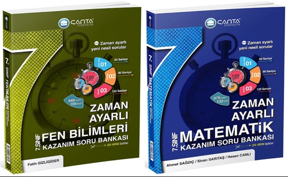Çanta 2025 7. Sınıf Matematik + Fen Bilimleri Zaman Ayarlı Kazanım Soru Bankası Seti 2 Kitap ürün görseli 1