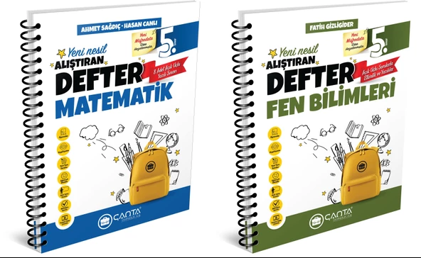 Çanta 2025 5. Sınıf Matematik + Fen Bilimleri Alıştıran Defter Seti 2 Kitap Güncel Müfredat ürün görseli 1