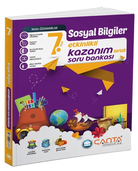 Çanta 2025 7. Sınıf Sosyal Bilgiler Etkinlikli Kazanım Soru Bankası ürün görseli 1