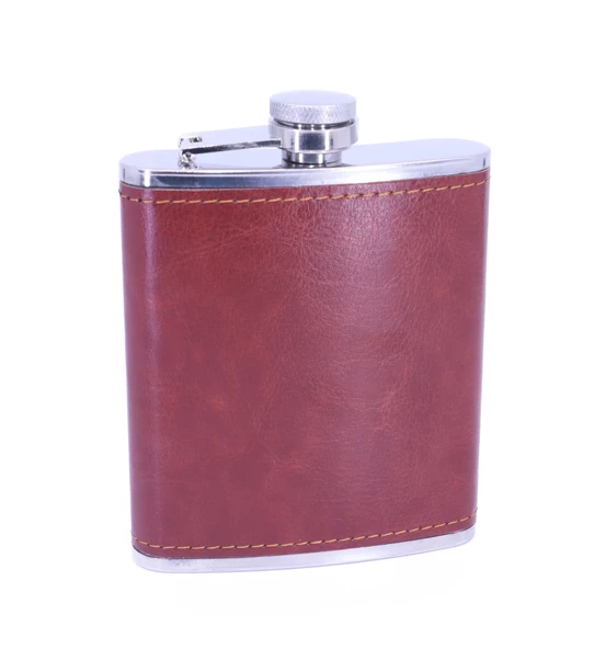 Kahverengi Deri Kaplama Paslanmaz Çelik Cep Matarası - Hip Flask 7 OZ ürün görseli 1