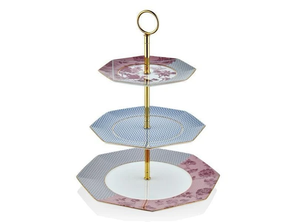 LAMEDORE TEA DELİGHT 3 KATLI KURABİYELİK REGENCY DAMASK ürün görseli 1