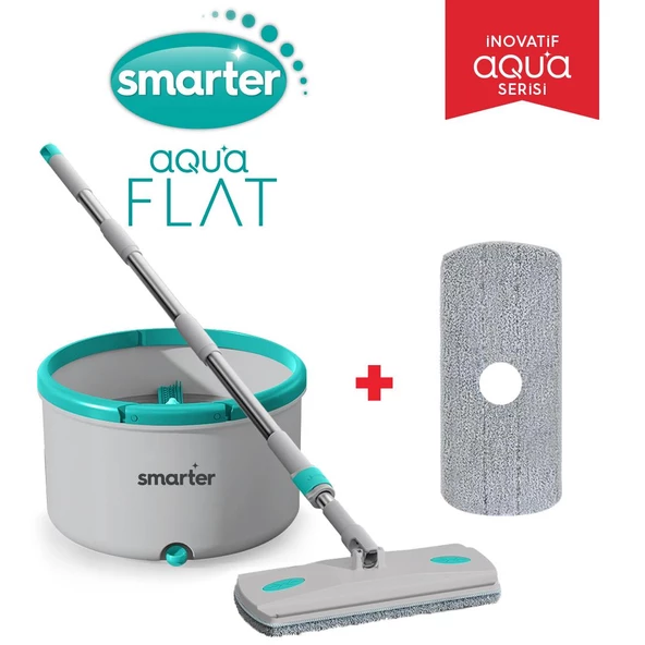 SMARTER Aqua Flat + Yedek Temiz Ve Kirli Suyu Ayırma Özelliği Otomatik Temizlik Seti Tablet Mop Paspas ürün görseli 1