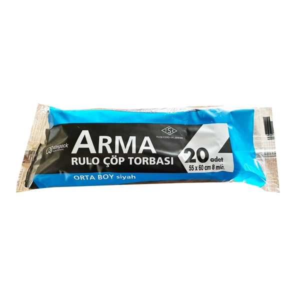 Arma Siyah Orta Boy 55 x 60 Cm. - 30 Litre Çöp Torbası Poşeti - 20 Adetlik 1 Rulo ürün görseli 1