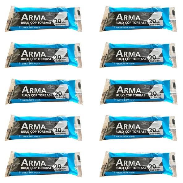 Arma Siyah Orta Boy 55 x 60 Cm. - 30 Litre Çöp Torbası Poşeti - 20 Adetlik 10 Rulo ürün görseli 1