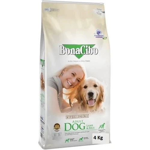 BonaCibo Adult Dog Lamb & Rice Kuzu Etli ve Pirinçli Yetişkin Köpek Maması 4 kg x 2 Paket ürün görseli 1