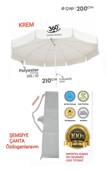 Comfort Plaj ve Deniz 2 Metre Şemsiye  ve Çanta Kılıf ürün görseli 1