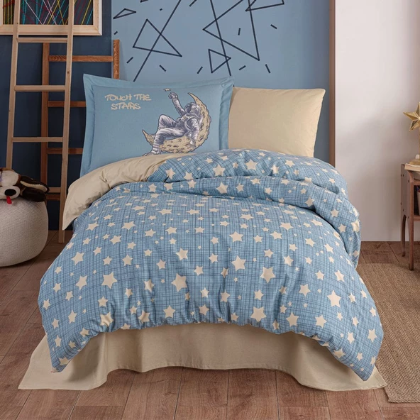 Hobby Space Mavi - Poplin Studio Tek Kişilik Nevresim Takımı ürün görseli 1