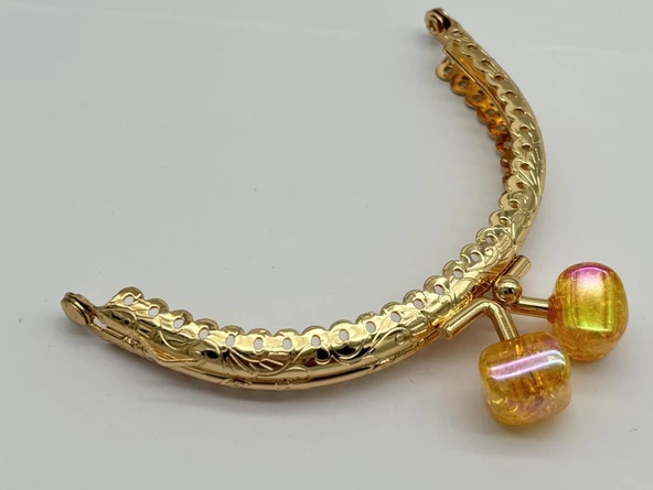 Angel Çanta Aksesuar 10 cm Light Gold Oval Cüzdan Çanta Klipsi Bursu Hardal ürün görseli 1