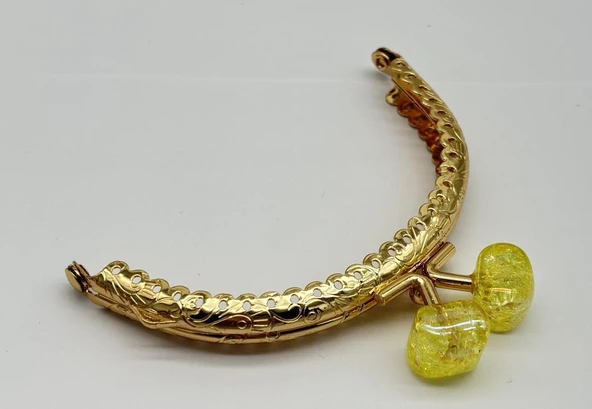 Angel Çanta Aksesuar 10 cm Light Gold Oval Cüzdan Çanta Klipsi Bursu Sarı ürün görseli 1
