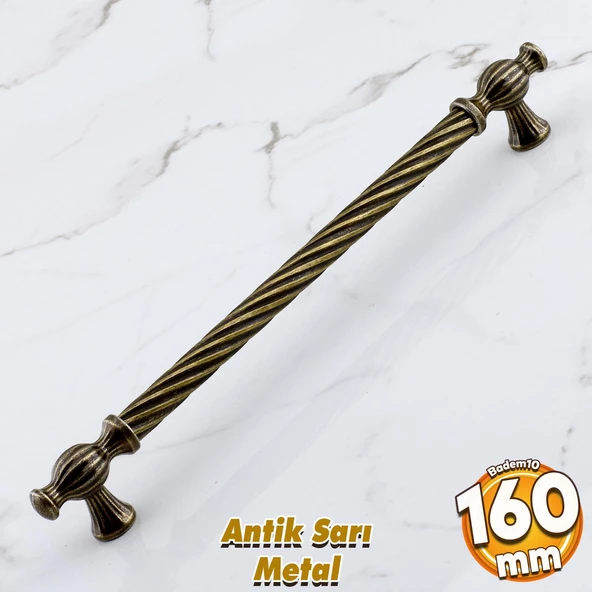 Burma Eskitme Antik Sarı Metal 160 mm - 16 cm Mobilya Mutfak Çekmece Dolap Kulpu Kulbu Kulpları ürün görseli 1