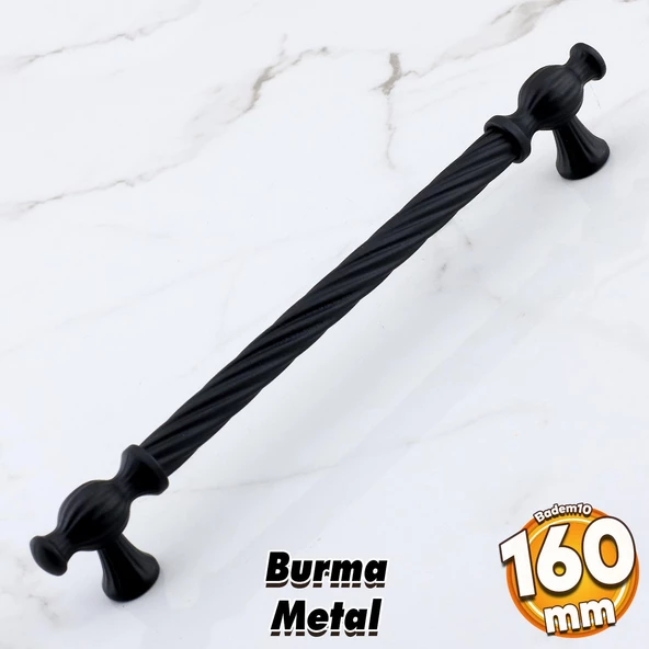Burma Siyah Metal Kulp 160 mm - 16 cm Mobilya Çekmece Mutfak Dolabı Dolap Kulpları Kulbu Kulpu Siyah ürün görseli 1