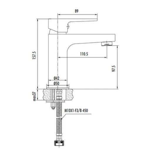 CREAVİT Sharp Mat Siyah Lavabo Bataryası SR1500S - Resim 2