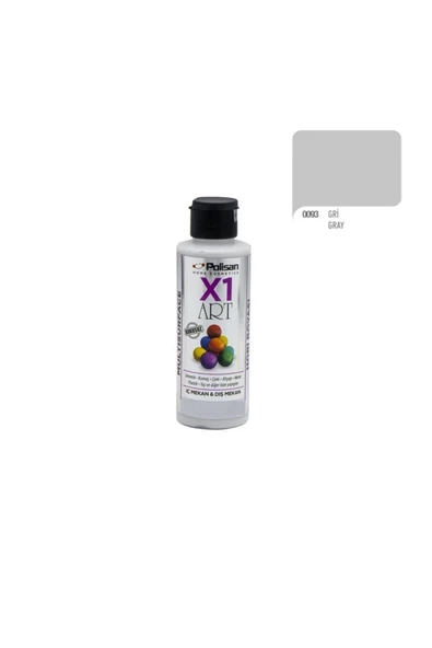 Polisan X1art Multisurface Hobi Boyası 120ml - 0093 Gri ürün görseli 1