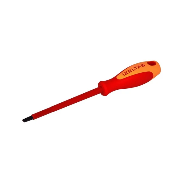 Izeltaş Elektrikçi Izoleli Düz Uçlu Tornavida, 1000 V, Sarı/Kırmızı, 4 X 100 Mm ürün görseli 1